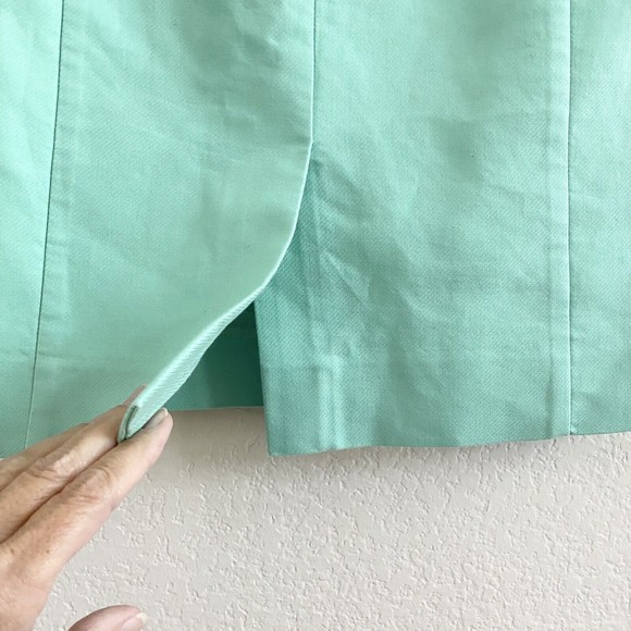 J. Crew The Pencil Skirt Wide Waistband Slit‎ Side Pockets Teal Women's Size 4 - Picture 7 of 9